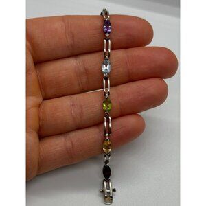 925 STERLING SILVER TOURMALINES BRACELET